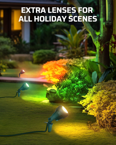 DEWENWILS Christmas Spotlight Outdoor, 400LM Waterproof LED Spot Light with 3 Extra Lenses (Red Yellow Green), 120V Landscape Lighting for Holiday, Trees, 5FT Extension Cord, UL Listed DEWENWILS Christmas Spotlight Outdoor, 400LM Waterproof LED Spot Light with 3 Extra Lenses (Red Yellow Green), 120V Landscape Lighting for Holiday, Trees, 5FT Extension Cord, UL Listed