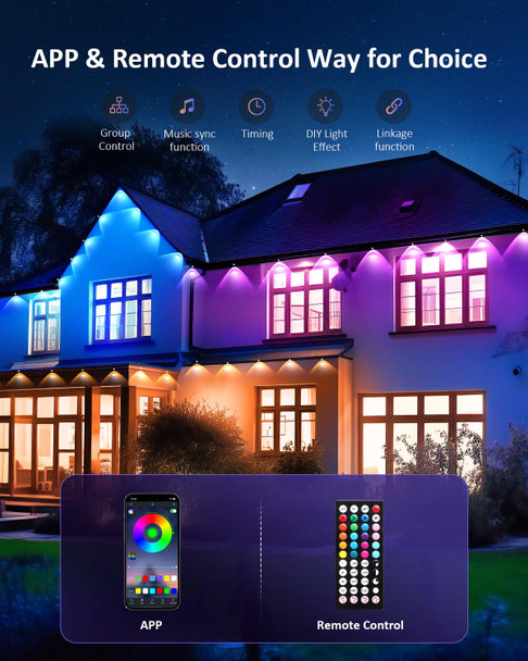 100FT Permanent Outdoor Lights, RGB 72 LED Eaves Lights with APP/Remote Control, IP67 Waterproof LED Outdoor String Lights for Christmas, Halloween, Outdoor, Garden Decor