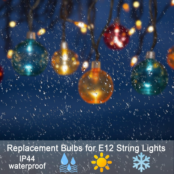 G40 LED Replacement Light Bulbs E12 Shatterproof Globe Bulbs 1W String Light Bulbs 1.5 Inch Dimmable Light Bulbs (25 Pack, Multi-Colored)