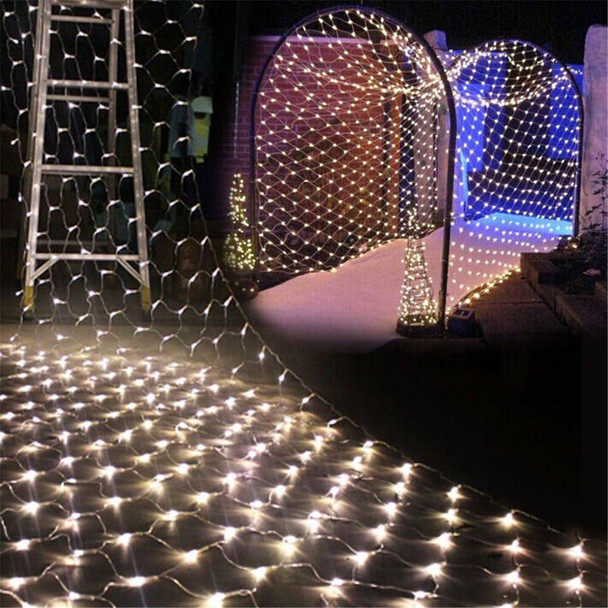 LED Net Mesh String Fairy Light Warm White, 9.8ft x 6.6ft 204 LEDs 8 Modes, LED Indoor Outdoor String Lights Waterproof Wedding Party Garden Room Christmas Holiday Decorative Light
