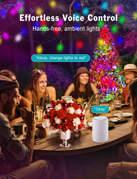 Smart Christmas Lights 75FT 200 LEDs Smart Lights Segmented LED APP Control with 44 Modes Million Colors LED Christmas Lights Indoor and Outdoor Lighting Decoration IP65 Waterproof (2.4Hz)