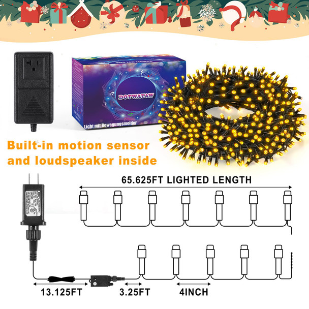400 LED decorative light strings with music for Christmas, equipped with music infrared motion sensor controller, warm white Christmas light decoration, suitable for Indoor Outdoor Tree Party Yard 2