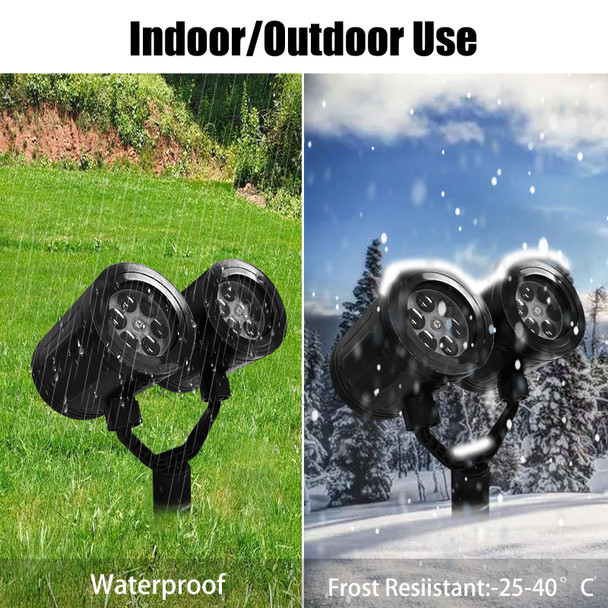 Christmas Snowflake Projector Lights Outdoor - Double Head Dynamic Snowflake Projector Lights with Waterproof Holiday Decorative Lighting for Indoor Outdoor, Xmas, Party, Yard Wall Decor