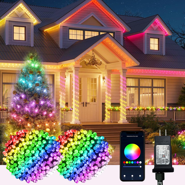 Smart Christmas String Lights - 196FT 600 RGB LEDs WiFi Christmas Lights with App Controlled Multi-Color Changing Work with Alexa & Google Home for 6-8ft Christmas Tree