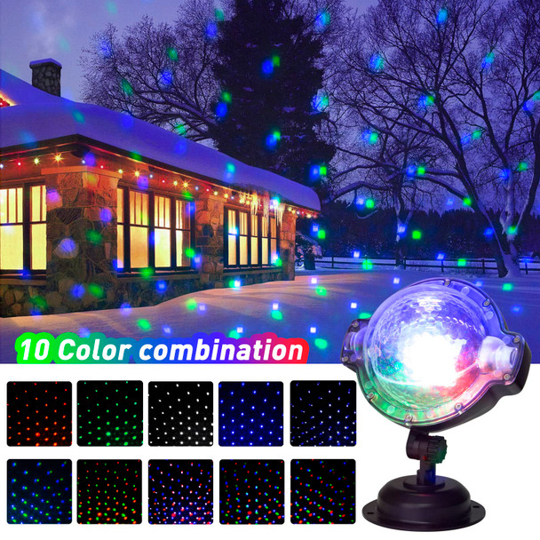 EAMBRITE Christmas Projector Lights with Remote Rotating Falling Snow Projector Show Moving Points Landscape Projection Lights for House Yard Garden Club Pub Outdoor Xmas Decorations