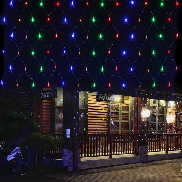2 Pack Battery Operated Net String Lights 4.9x3.9Ft 100LED-Light 8 Modes Mesh Waterproof Wide Angle LED Curtain Lights for Christmas Xmas Garden Yard Party Wedding and Holiday Decor(Multi Color)