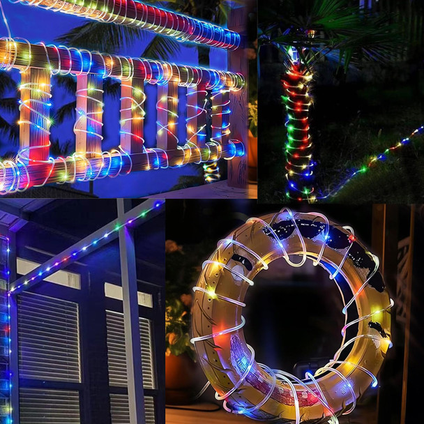 Battery Rope Lights Outdoor Waterproof,100 LED 33ft Garden Lights with 8 Modes, Waterproof Led Rope Lights for Christmas Xmas Bedroom Patio Garden Yard Tree Wedding and Holiday Decor