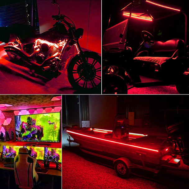 echosari LED Strip Lights Battery Powered, 90 LED Red 2835 SMD Strip Lights 9.8 Ft Cuttable Self-Adhesive Strip Lights with Remote Timer for Outdoor Indoor Party Bedroom Decoration