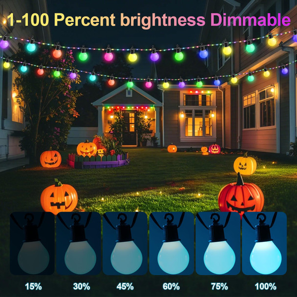 ECOWHO 41FT Outdoor String Lights, 100 LED Patio Lights, USB Plug RGB Christmas String Lights with Remote IP65 Waterproof 20G40 Bulbs Color Changing String Lights for Garden Yard Camper Party Decor