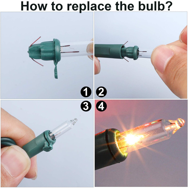 Elcoho 100 Pieces 2.5V Clear Mini Christmas Replacement Bulbs, 170 mA, 0.42 Watt Bulbs with Pinched Green Base for Christmas Trees and Incandescent String Lights Set Supply