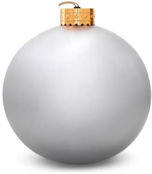 Elf Logic 24” Yardament - Large Inflatable Oversized Christmas Ornament - Outdoor Christmas Decoration - Use as Festive Christmas Yard Decoration (Silver)