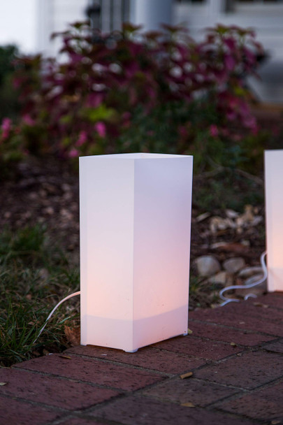 Elf Logic - Set of 10 Electric Luminary Bags (Incandescent Lights) - Plug in and Weatherproof Vellum Luminary Pathway Lighting - Reusable Luminary Bags - Perfect Outdoor Luminary Lights