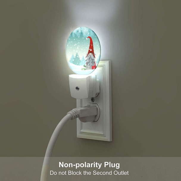 Axayaz Christmas Gnome LED Night Light Winter Snow Mistletoe Tree Snowflake Dusk to Dawn Round Lamp Auto Sensor for Bathroom Hallway Living Room