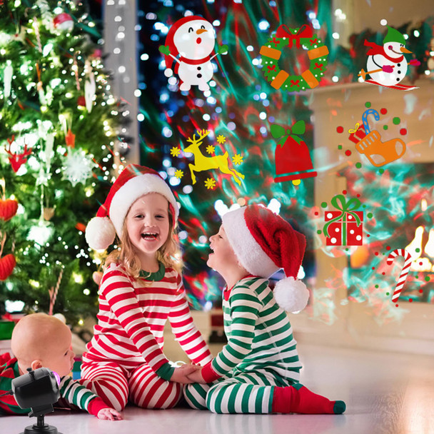 Halloween Christmas Projector Lights Outdoor, 14 HD Slides (3D Ocean Wave +Patterns) Landscape Lights Waterproof Outdoor Indoor Holiday Projector Lights for Home Yard Garden Xmas Halloween Decorations