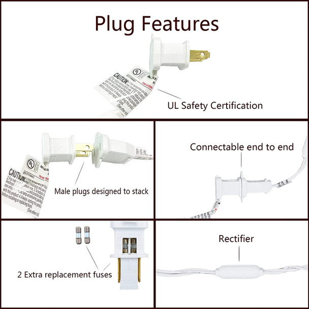 Warm White 50ft UL Listed 100 Count Outdoor LED String Lights Commercial Grade 5mm Wide Angle Christmas Lights for Garden Tree Lighting Decoration, IP65 Waterproof, White Wire