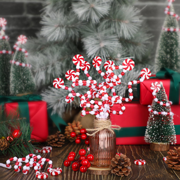 16 PCS Christmas Curly Pick Red White Christmas Ornament 11.7 Inch Candy Shape Christmas Tree Picks Christmas Tree Decorations for Xmas Tree Topper Xmas Party Supplies Home Vase Party Ornaments