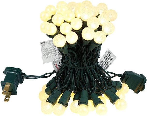 Christmas Lights 50 LED Warm White Pearl G15 Glass Berry,Globe String Light Plug in Wateproof Extendable Outdoor Indoor String Light for Holiday Party Christmas Tree Decor