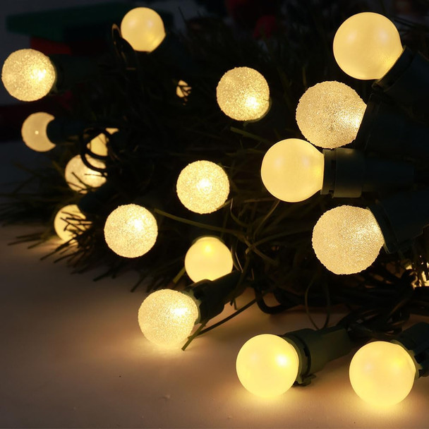 Christmas Lights 50 LED Warm White Pearl G15 Glass Berry,Globe String Light Plug in Wateproof Extendable Outdoor Indoor String Light for Holiday Party Christmas Tree Decor