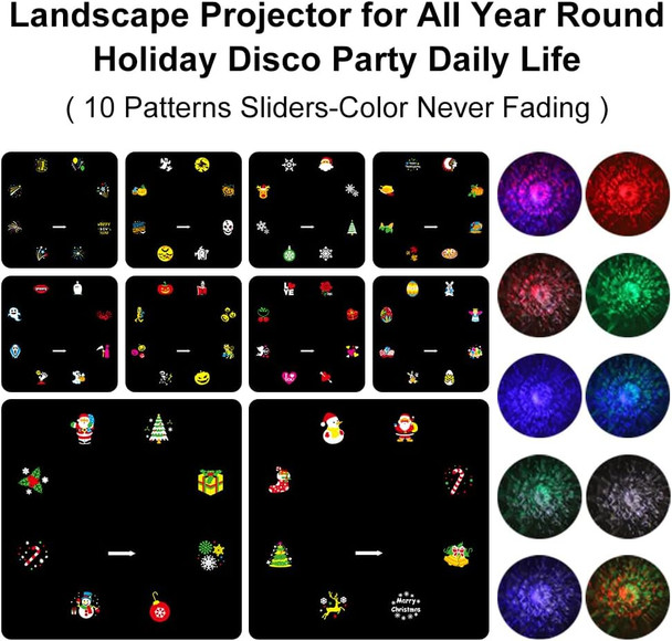 Projector Lights Outdoor, HD Effect 2-in-1 LED Outdoor Projectors with Remote Control Timer, 3D Ocean Wave & 8 Patterns Waterproof Lanscape Lights for Indoor Valentine Xmas Halloween Holiday Party Projector Lights Outdoor, HD Effect 2-in-1 LED Outdoor Projectors with Remote Control Timer, 3D Ocean Wave & 8 Patterns Waterproof Lanscape Lights for Indoor Valentine Xmas Halloween Holiday Party