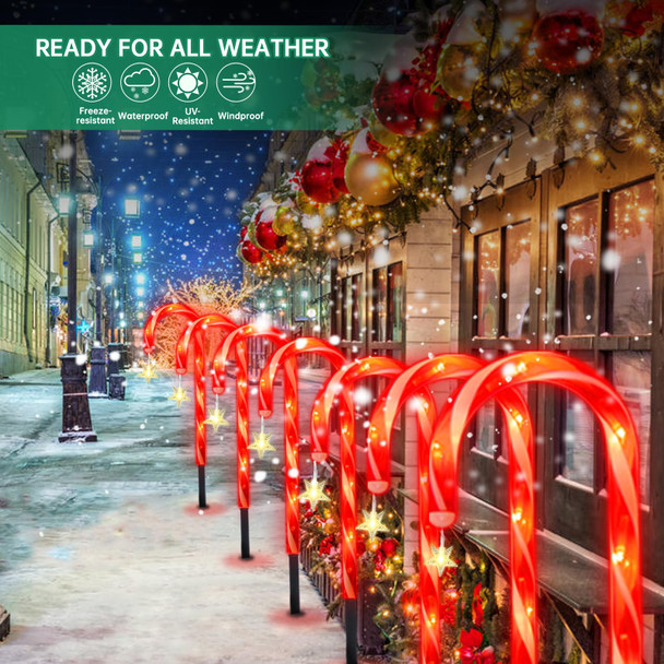 Christmas Solar Candy Cane Pathway Lights Decorations Outdoor Yard 24 Pcs Candy Canes Lights for Christmas Lawn Decorations Outdoor, 8 Modes & Timer with Stake Waterproof Lights for Lawn Front Yard
