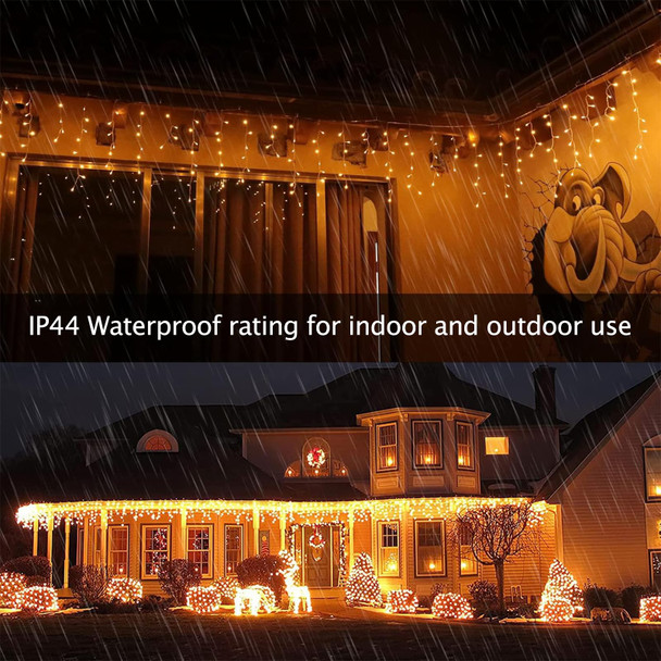 Outdoor Icicle Christmas Lights, 32.8 Ft 400 LED Icicle Lights, Waterproof Plug Fairy Tale String Lights with 8 Mode Timer for House Holiday Eaves Patio Party Room Indoor Decoration (Warm White)