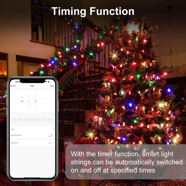 Color Changing Christmas Lights Outdoor, 196FT 600 LED RGB String Lights, App Controlled, Music/Voice Synchronized, for Halloween, Christmas, Yard and Garden Decoration