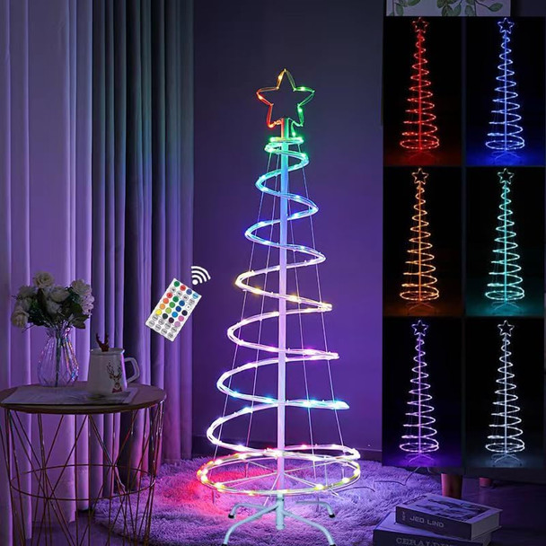 Lighted Spiral Christmas Tree Outdoor Christmas Decorations, Remote Control USB Powered Waterproof Outdoor Xmas Decorations for Yard Porch Indoor Outside