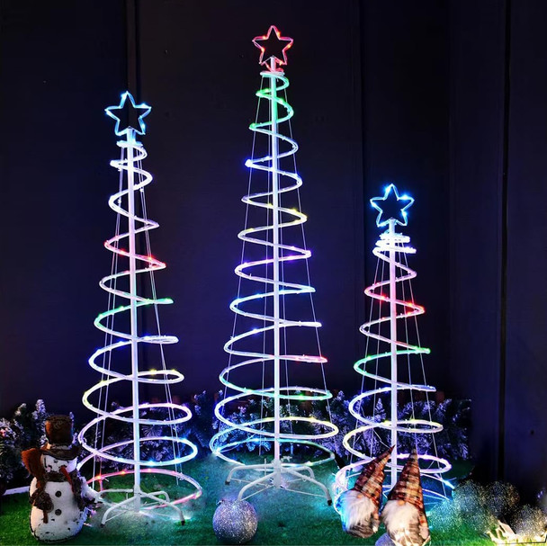 Lighted Spiral Christmas Tree Outdoor Christmas Decorations, Remote Control USB Powered Waterproof Outdoor Xmas Decorations for Yard Porch Indoor Outside