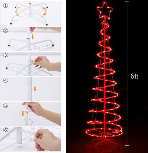 Lighted Spiral Christmas Tree Outdoor Christmas Decorations, Remote Control USB Powered Waterproof Outdoor Xmas Decorations for Yard Porch Indoor Outside