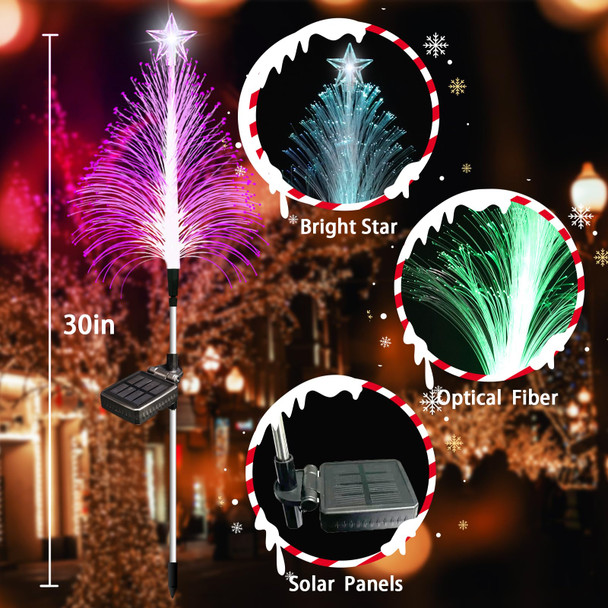 3 Pack Solar Christmas Tree Lights Outdoor, Solar Christmas Garden Stake Lights, 7 Color Changing Solar Christmas Tree Lights, Waterproof Outdoor Decorations for Pathway Yard Garden Christmas Decor