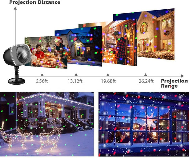 Christmas Snowfall Projector Lights,FLEVO LED Light Projector,Outdoor Holiday Lights with Clear Rotating Snow Falling Lamp for Halloween Xmas Party Garden Landscape Decoration