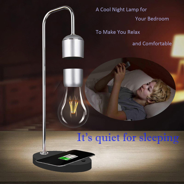 Magnetic Levitating Lamp with Wireless Phone Charger for iPhone Pro Max Floating Light Bulb LED Night Light Table Lamp Levitation Desk Lamp for Christmas Bedroom Office Decoration