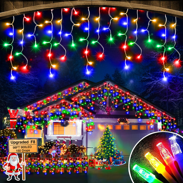 98FT 900LED F8 d Christmas Lights Outdoor Decorations 8 Modes & Memory Timer Christmas Lights with Plug in Waterproof Fairy String Lights for Xmas Wedding Party Holiday Decor Home Roof