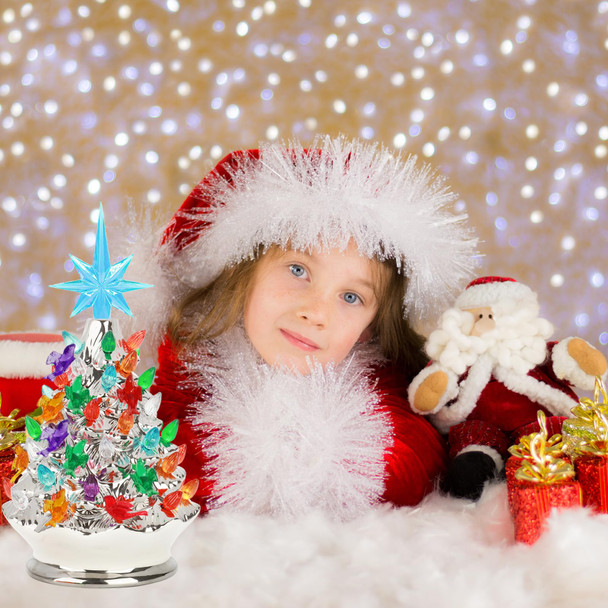 135 Pcs 7 Kinds of Ceramic Christmas Tree Replacement Light Bulbs, Ceramic Tree Medium Multicolor Twist Light Ornaments, Included Christmas Tree Star Heart Angel Topper