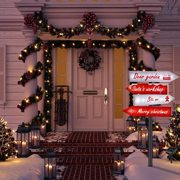 Christmas Solar Stake Lights Outdoor - Christmas Decoration Solar Sign Lights - Xmas Pathway Lights for Holiday Garden, Lawn, Patio, Snowfield Deco