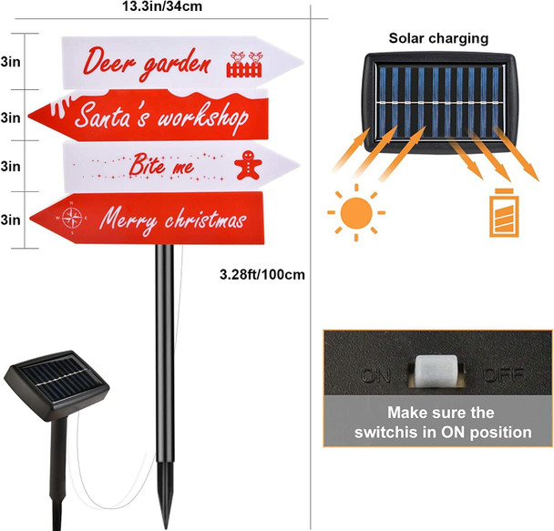 Christmas Solar Stake Lights Outdoor - Christmas Decoration Solar Sign Lights - Xmas Pathway Lights for Holiday Garden, Lawn, Patio, Snowfield Deco