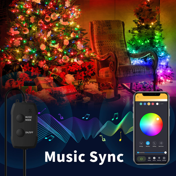 DIY 49Ft 75 LED C9 Connectable Strawberry Fairy String Lights（16.4ft3）,Bluetooth App Controlled,IP65 Waterproof&Music Sync Color Changing for Christmas Decorations