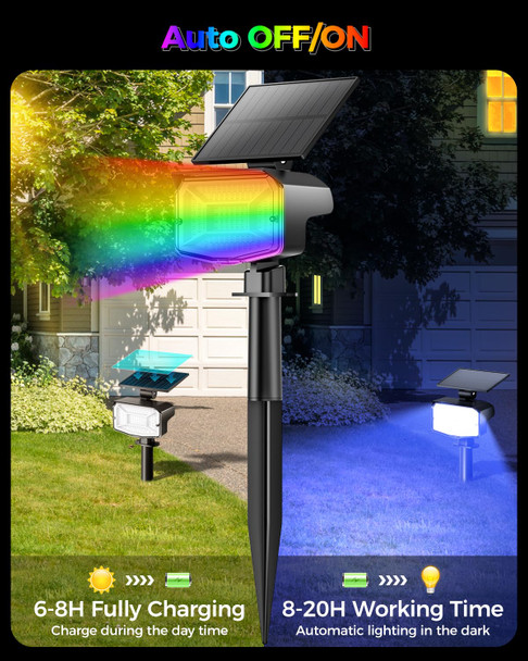 Solar Spot Lights Outdoor Color Changing, [9 Modes/85 LEDs] Solar Christmas Lights, Waterproof RGB Multicolor Solar Landscape Spotlights for Yard, Tree, Garden, Pathway Decoration (6 Pack)