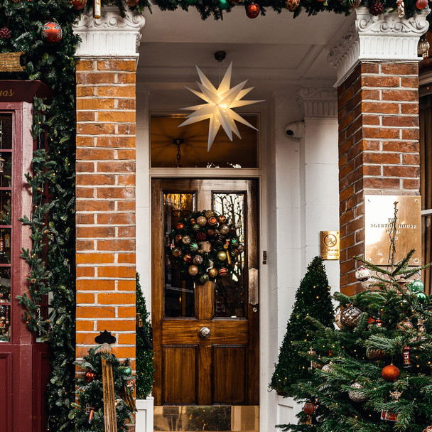 FUCHSUN 18" LED Moravian Star Light, Outdoor Hanging Stars Lights 3D Christmas Tree Topper Star for Ceiling Balcony Xmas Party Porch Room Wedding Ballroom Holiday Decoration, Battery Powered & Timer