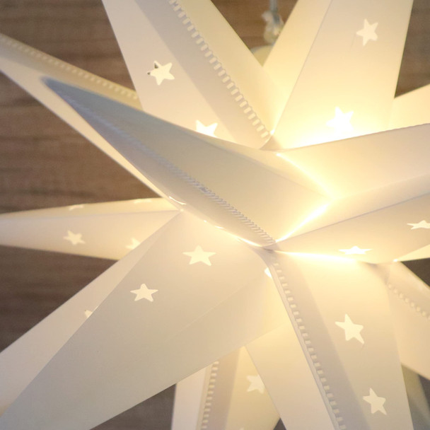 FUCHSUN 18" LED Moravian Star Light, Outdoor Hanging Stars Lights 3D Christmas Tree Topper Star for Ceiling Balcony Xmas Party Porch Room Wedding Ballroom Holiday Decoration, Battery Powered & Timer