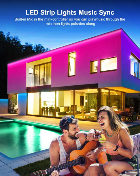 Fussion Outdoor LED Strip Lights Waterproof 65.6ft, IP68 LED Light Strips with Remote, RGB Color Changing Christmas House Rope Lighting for Outside