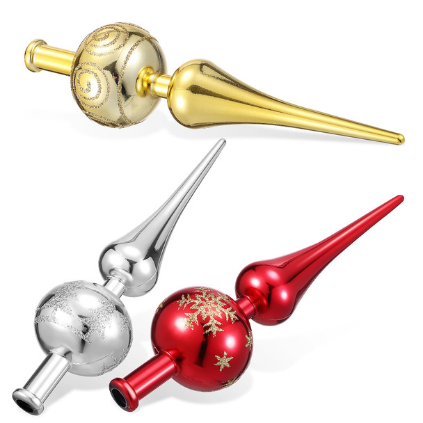 Gadpiparty 3 Pcs Tree Toppers Vintage Decorative Christmas Treetop Plastic Tree Finals Metallic Tree Topper Ornament for Xmas Year Holiday Party Decorations