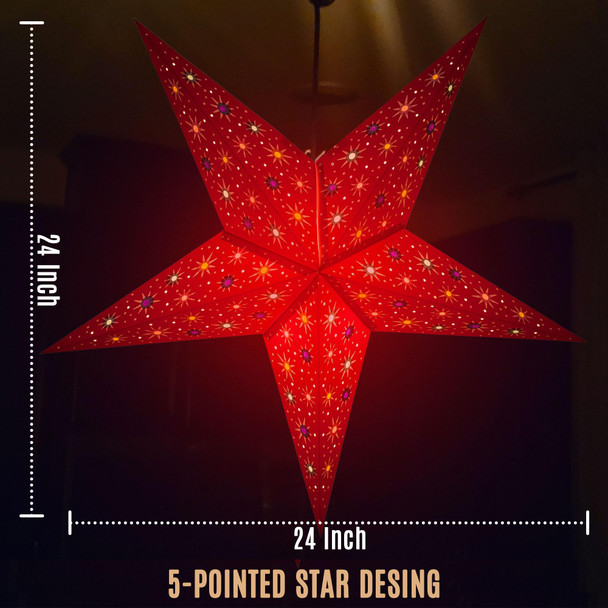 GalaxyArts Paper Star Lantern Turquoise 24 Inch 3D Starlite Handcrafted Hollow Hanging Decoration for Weddings, Parties, Christmas, Holidays Easy to Hang Indoor Outdoor Aesthetic Home Décor