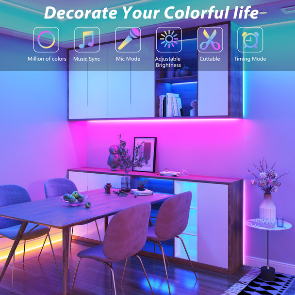 200FT Led Lights for Bedroom, Color Changing RGB Led Strip Lights Indoor, Remote and App Control Led Light Strip Music Sync , DIY Fancy Led lights for Room Home Decor Ambient Lighting (2100FT)