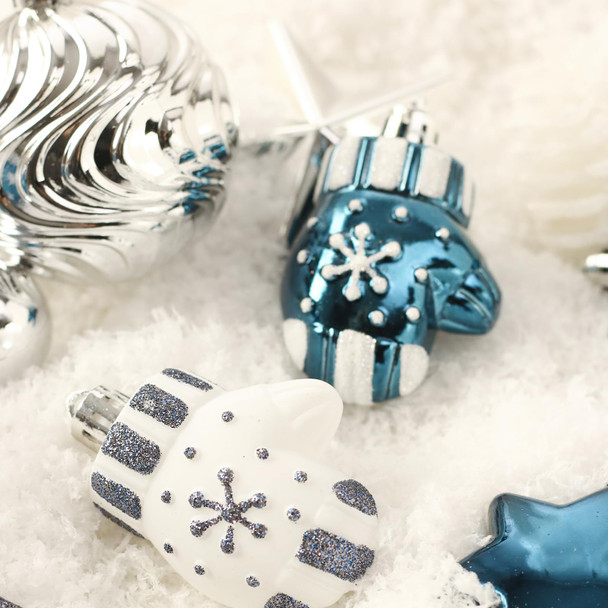 GAOMON 70ct Christmas Ball Ornaments Set, 68 Pcs Shatterproof Blue & Silver Tree Hanging Ornaments and Merry Christmas Sign & Top Tree Toppers, Xmas Indoor Outdoor Party Home Decor