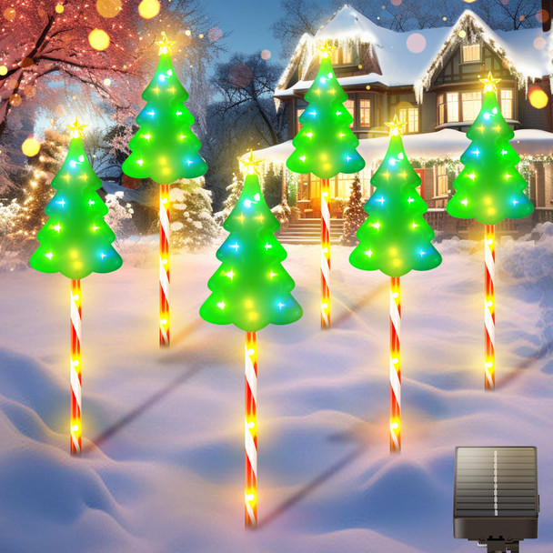 26'' Larger Christmas Decorations Outdoor, 102 LED Solar Christmas Lights Outdoor Candy Cane Tree Lights, 10 Modes Waterproof Solar Outdoor Christmas Decorations for Yard Garden Pathway Outside - 6PK