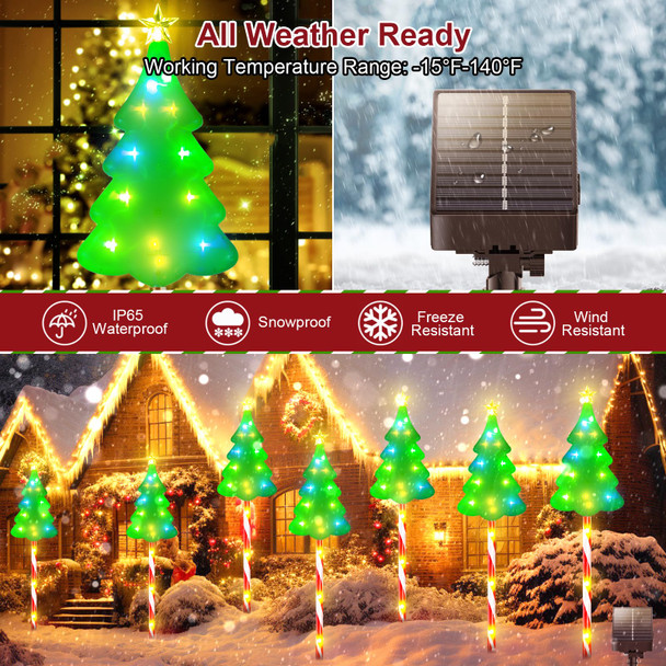26'' Larger Christmas Decorations Outdoor, 102 LED Solar Christmas Lights Outdoor Candy Cane Tree Lights, 10 Modes Waterproof Solar Outdoor Christmas Decorations for Yard Garden Pathway Outside - 6PK