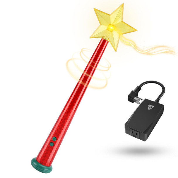 Magical Christmas Wand Remote Control Outlet Christmas Tree Remote Control Christmas Tree Decorations Christmas Tree Ornaments Remote Control Function Smart Outlet with 100 Ft Range - Red