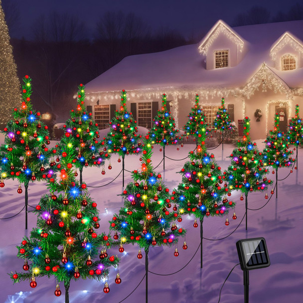 12 Pack 30 Inch Solar Christmas Tree Lights Prelit Christmas Tree Decorations Waterproof Outdoor Small Xmas Tree Stake Light for Holiday Path Garden Yard Decor (Berry)