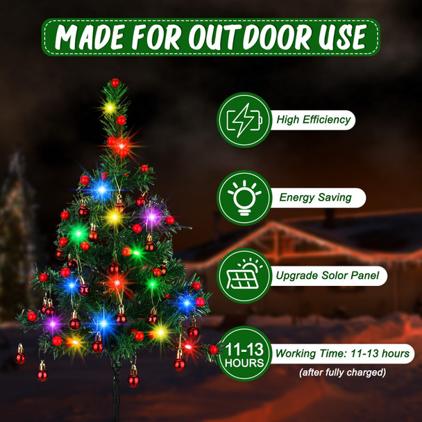 12 Pack 30 Inch Solar Christmas Tree Lights Prelit Christmas Tree Decorations Waterproof Outdoor Small Xmas Tree Stake Light for Holiday Path Garden Yard Decor (Berry)
